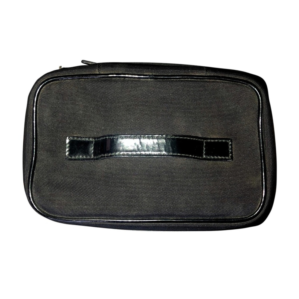 W GUCCI Black Nylon Makeup Case & Toiletry Bag w Black Leather Top Handle NWOT - Picture 10 of 17